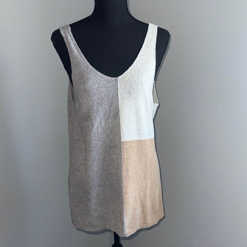 Colorblock Knit Tank Top - Neutral Block Stripe